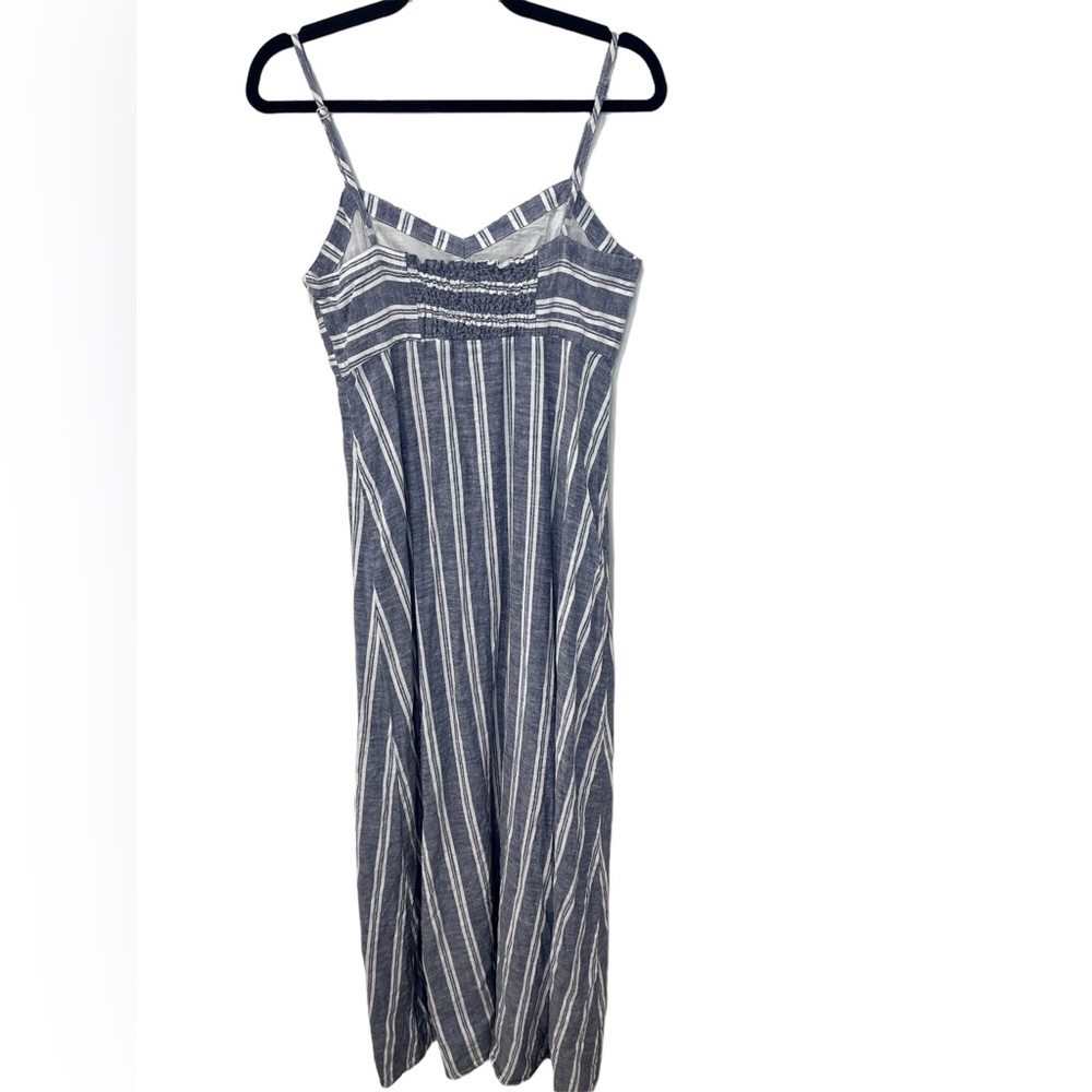 St. Tropez •Womens Linen Blue White Striped V-Neck Maxi Summer Dress Size 2 NWOT - Picture 7 of 8